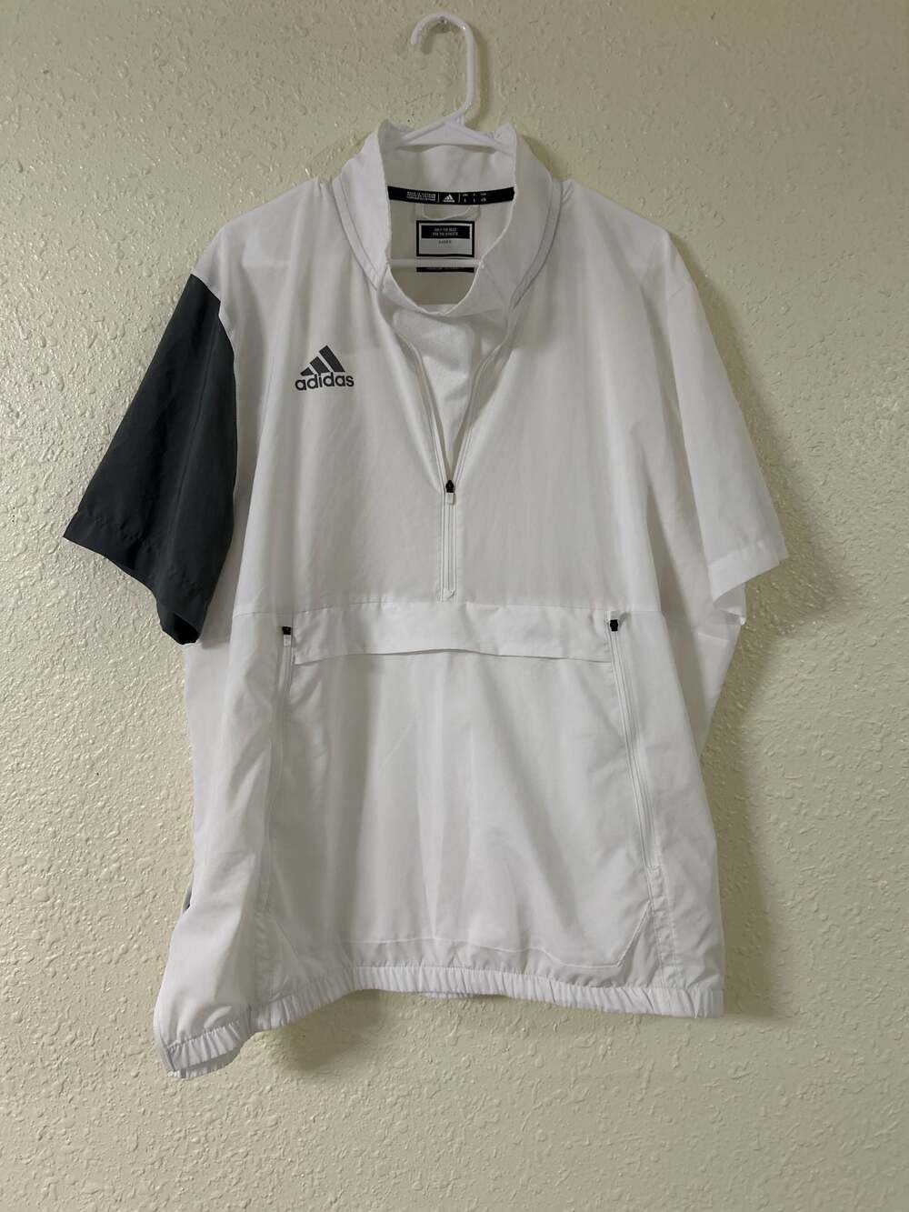 Adidas Sideline Short Sleeve 1/4 Zip Woven Pullover Windbreaker Men's Size Large